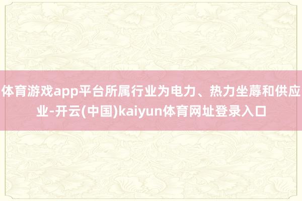 体育游戏app平台所属行业为电力、热力坐蓐和供应业-开云(中国)kaiyun体育网址登录入口